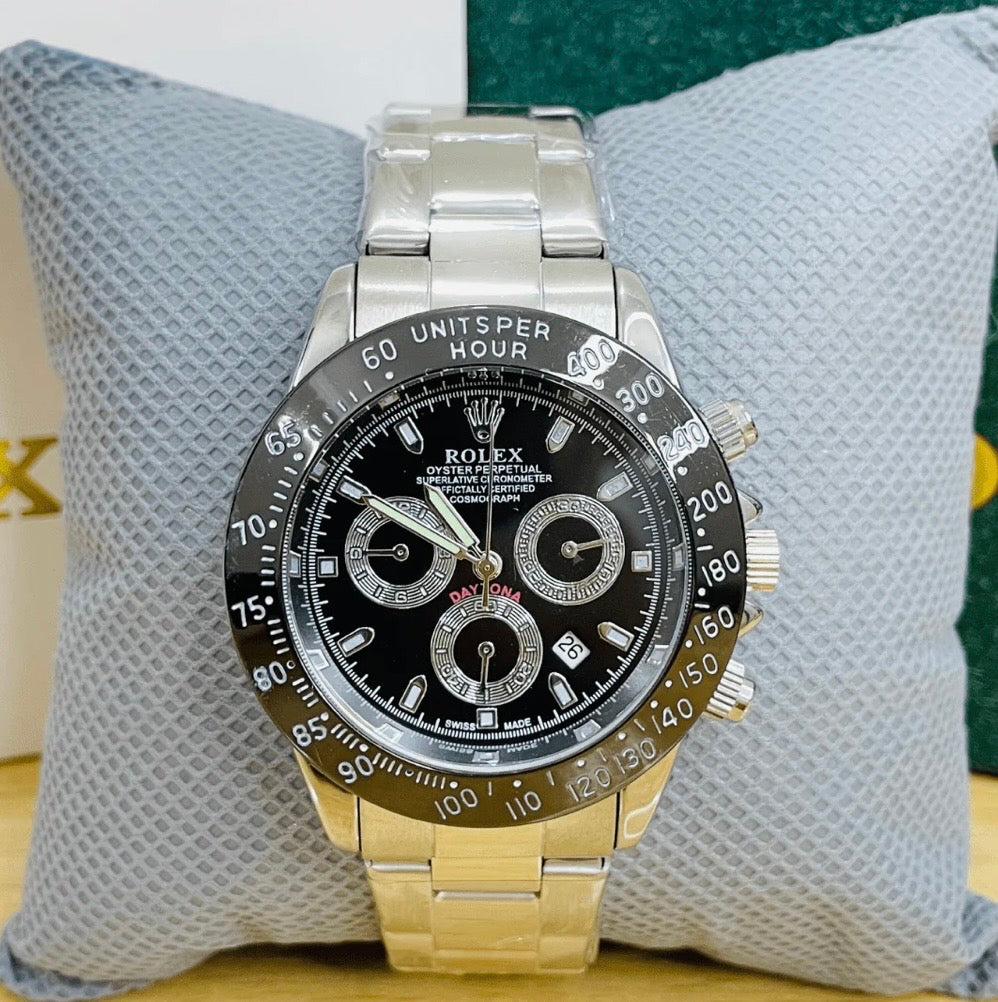 Rolex Daytona - Oyster Chain - Silver (Black)