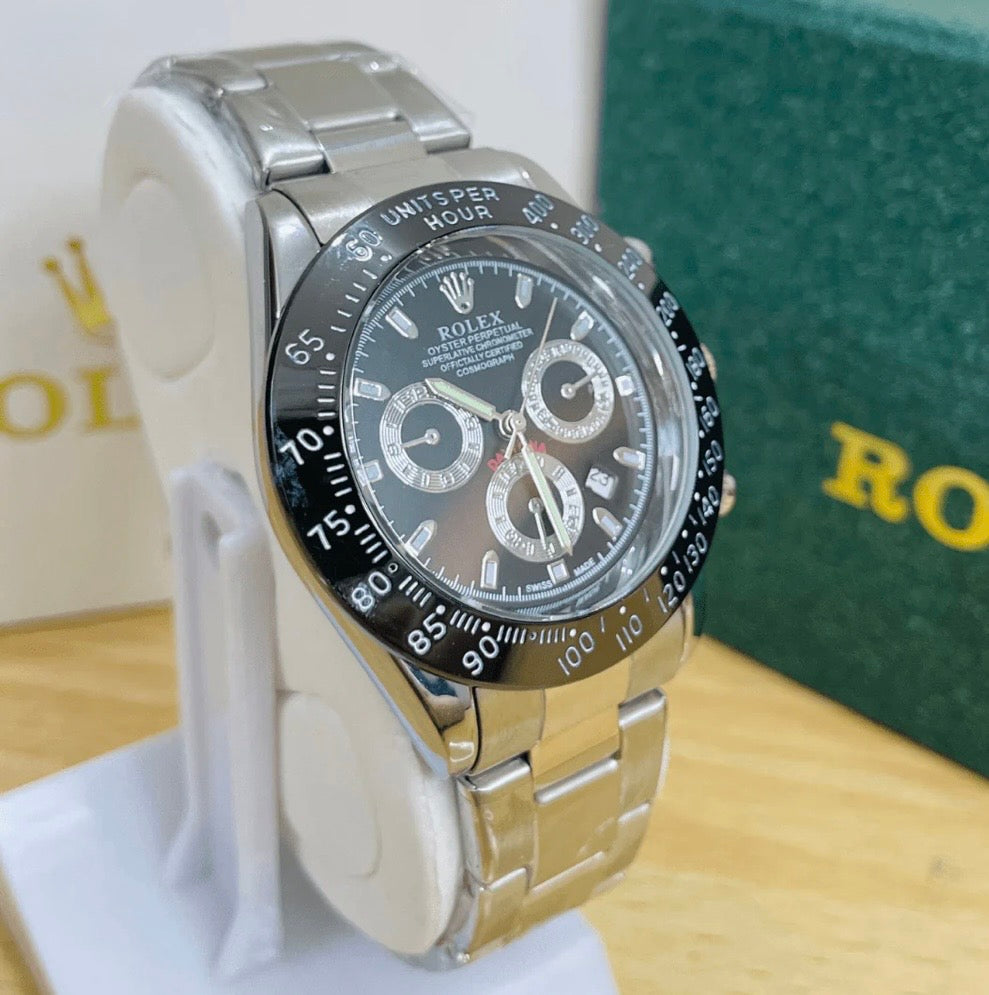 Rolex Daytona - Oyster Chain - Silver (Black)