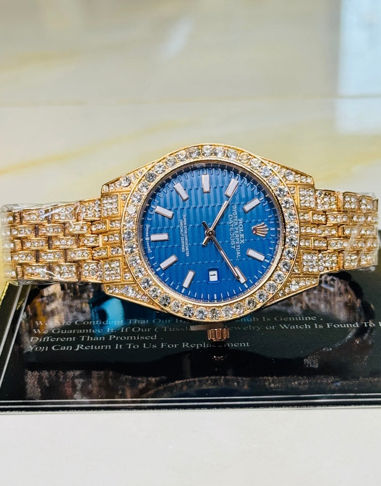 Rose Gold Sapphire Perpetual Iced     For Her