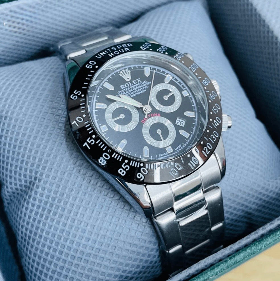 Rolex Daytona - Oyster Chain - Silver (Black)